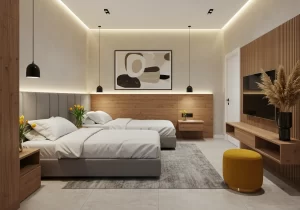 غرفتي نوم، غرفة رئيسية وغرفة بسريرين