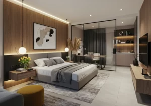 غرفة نوم رئيسية ومكتب